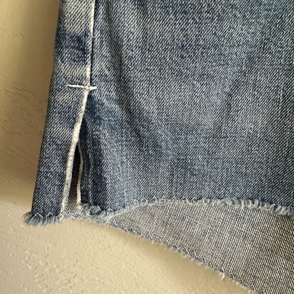 Levi Raw Hem Side Slit Denim Shorts - Picture 2 of 5